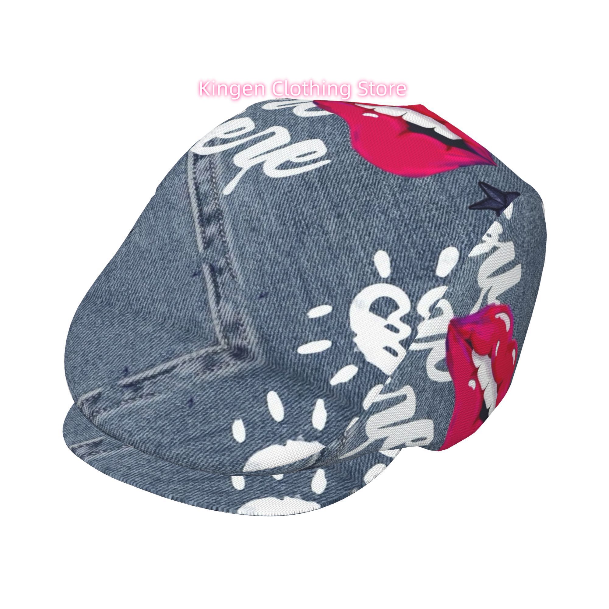 Newsboy Cap Ivy - 1 pezzo Berretto con Stampa Labbra