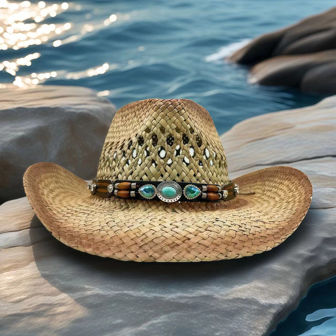 Cowboy Hat Straw - Cappello da Cowboy con Strass, Cappello